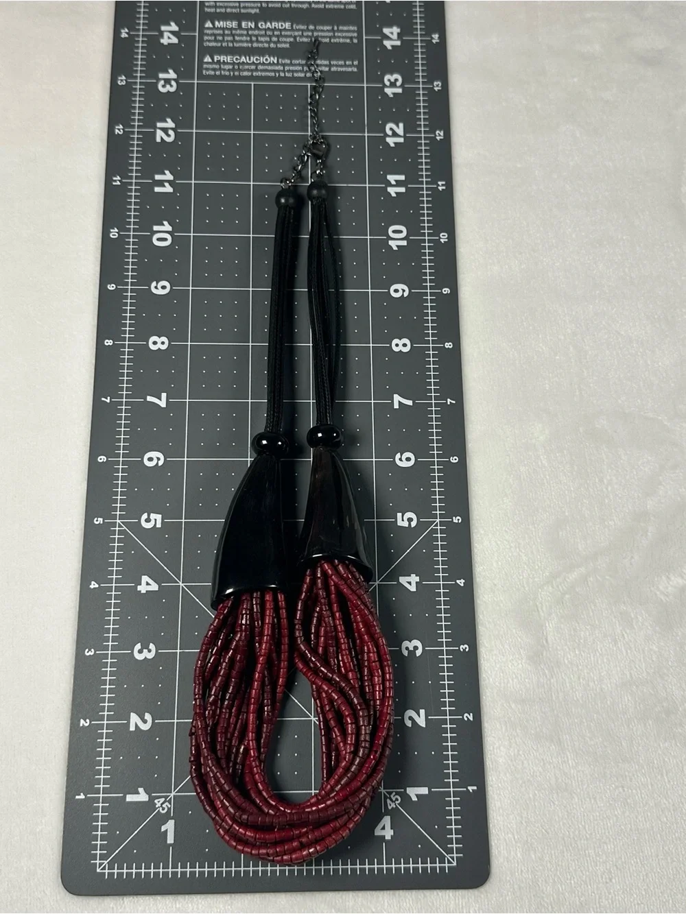 Multi-Strand Burgundy Bead Necklace with Black Accents